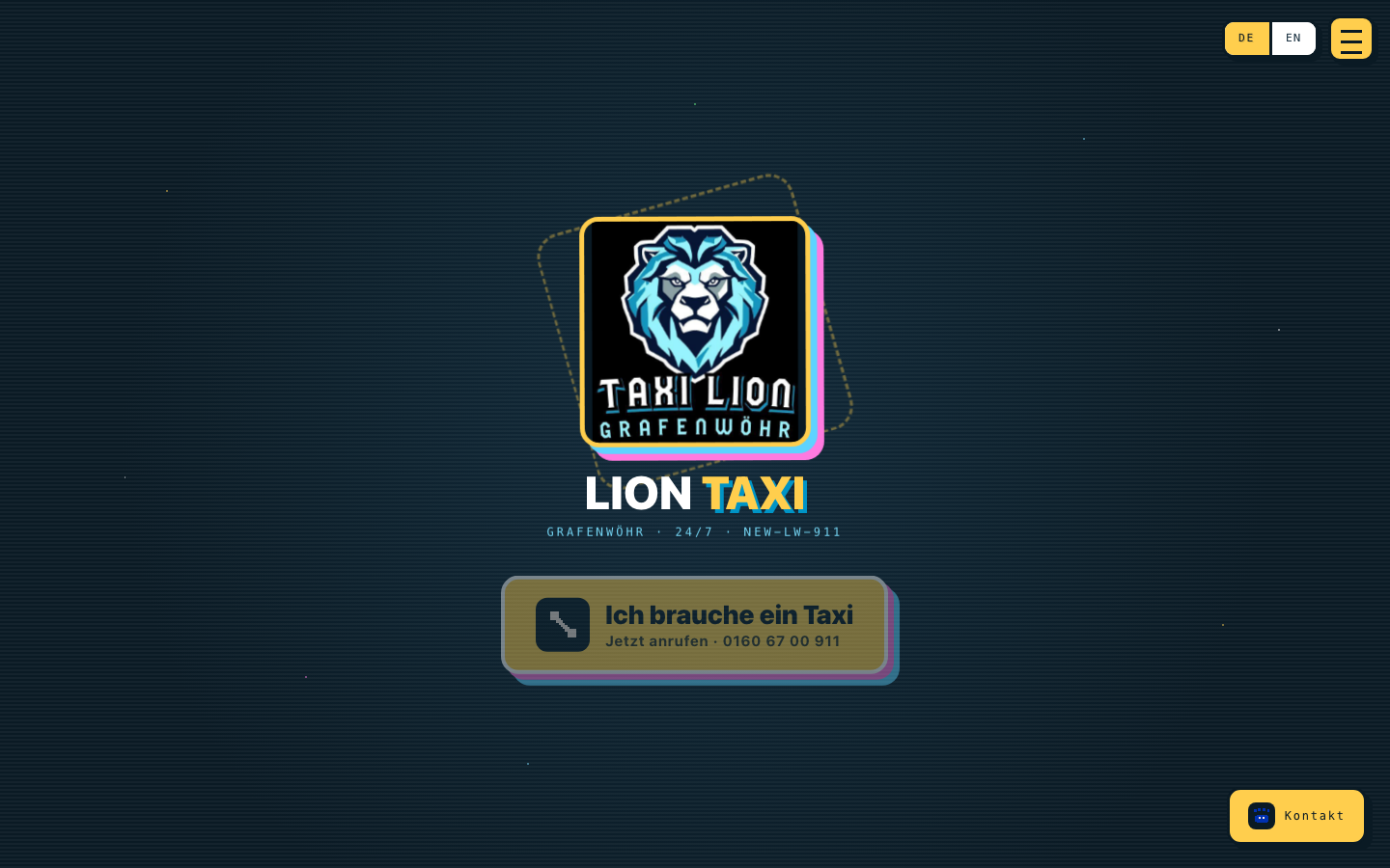 Beispiel für kreatives Webdesign: lion-taxi.de